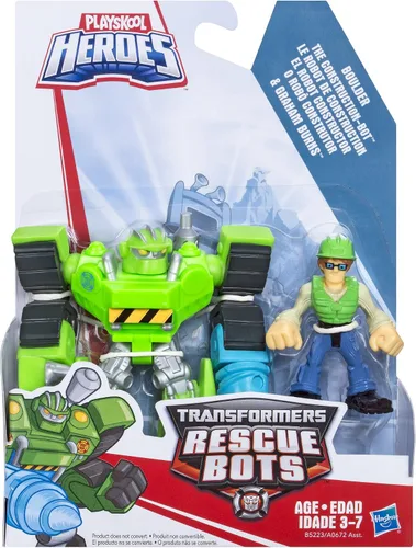 Vista 2 de Playskool Heroes Transformers Rescue Bots Boulder El Construcción-Bot & Graham Burns