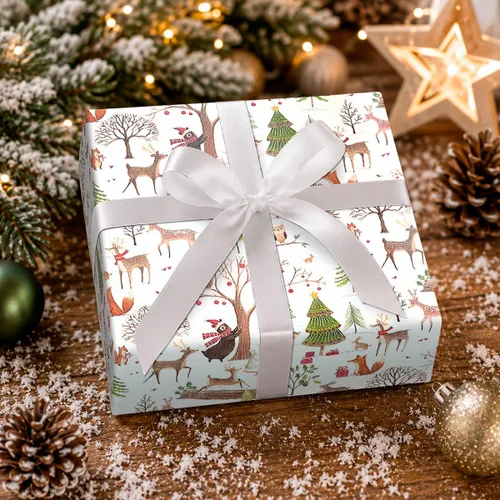 Vista 8 de Papel de regalo de Navidad enrollado actual, madera de Navidad