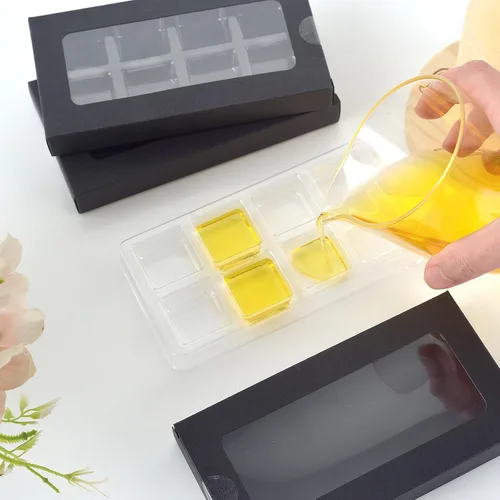 Vista 5 de 50 cajas de regalo para cera derretida, molde de plástico con caja, cajas de cera para derretir cera transparente, moldes de cera derretida