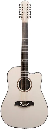 Vista 3 de Oscar Schmidt OD312CETBL-A OD312 Guitarra acústica eléctrica de 12 cuerdas, Transparente Azul Sunburst