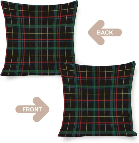 Vista 3 de Funda de almohada a cuadros de búfalo verde y negro, 16 x 16 pulgadas, patrón geométrico de cuadros, funda de almohada decorativa moderna para sofá