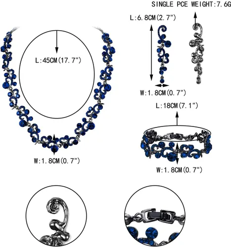 Vista 6 de EVER FAITH Conjunto de collar y aretes de cristal austriaco elegante para mujer