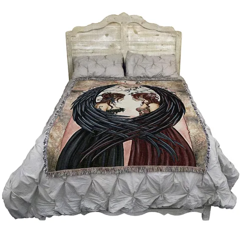 Vista 2 de Pure Country Weavers Amy Brown - Manta de hadas de las hermanas – Tapiz de regalo de fantasía tejida de algodón – Fabricado en los Estados Unidos