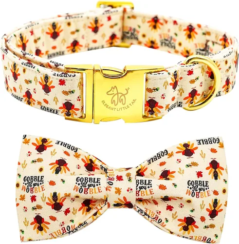 Vista 19 de Elegant little tail Collar de perro de Halloween, collares de perro de otoño naranja calabaza collar de mascota festivo collar de corbatín