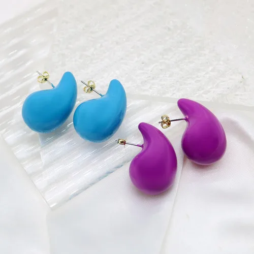 Vista 5 de 2 pares de aretes de gota de agua gruesos dorados y plateados, ligeros, huecos, aretes de aro de lágrima, regalo de joyería de moda para mujeres