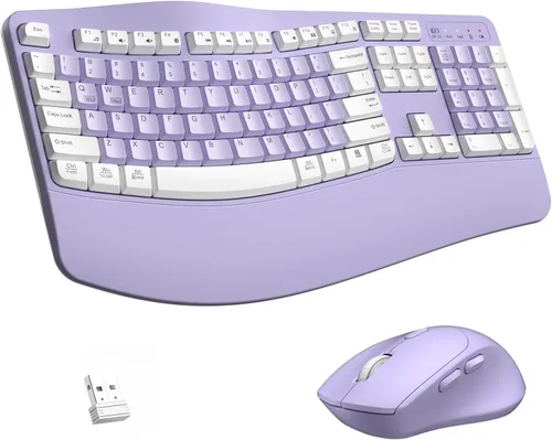 Vista 18 de Combo de teclado y mouse inalámbricos, teclas de onda ergonómicas 2.4G