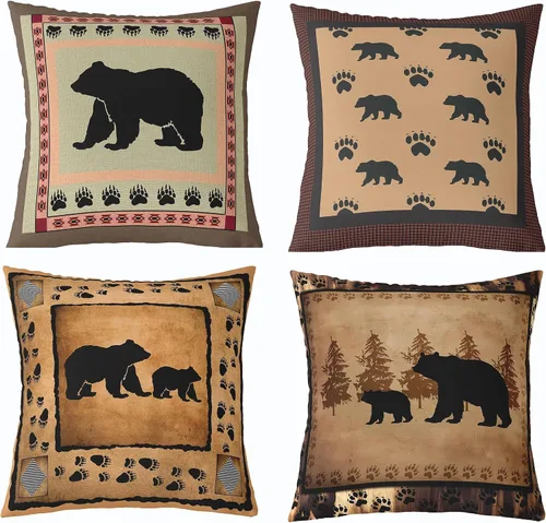 Vista 28 de Feelyou Fundas de Almohada Decorativas de León 16"x16" Juego de 4 Funda de Cojín Suave de Tigre Decoración de Lobo Funda de Almohada de Leopardo