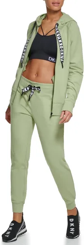 Vista 2 de DKNY Sudadera con capucha de forro polar con cremallera completa y cordón