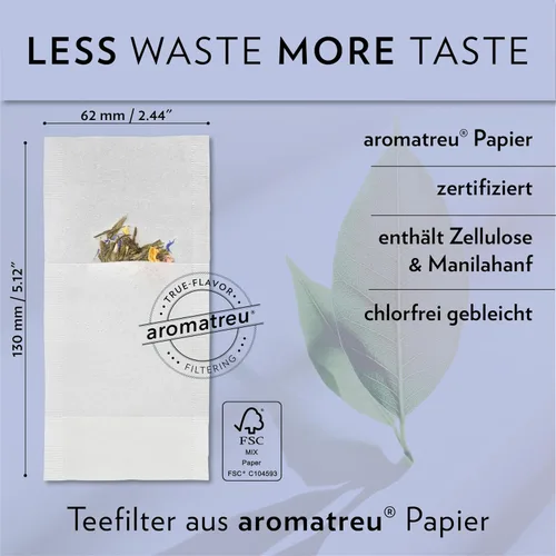 Vista 4 de Finum Bolsas de filtro de té de papel desechables para té suelto, blanco, extra delgado, 100