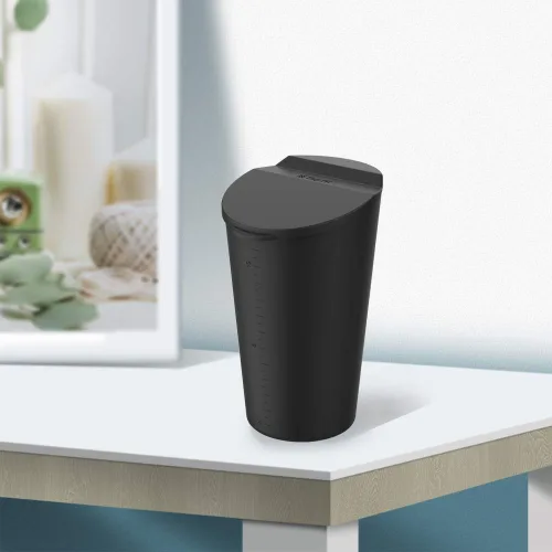 Vista 7 de Bote de basura de silicona con tapa – Portavasos para automóvil, hogar, oficina (negro)