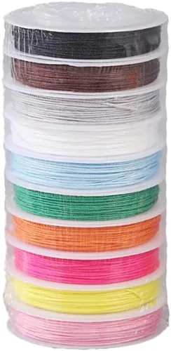 Vista 10 de Cordón de nailon de 0.020 in, hilo de ajuste para nudos chinos, collares, joyería, macramé, cuentas, pulseras de 150 yardas (negro)