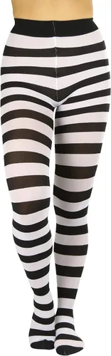 Vista 14 de ToBeInStyle Medias de contraste de rayas horizontales anchas para mujer, medias opacas Negro y rosa muñeca