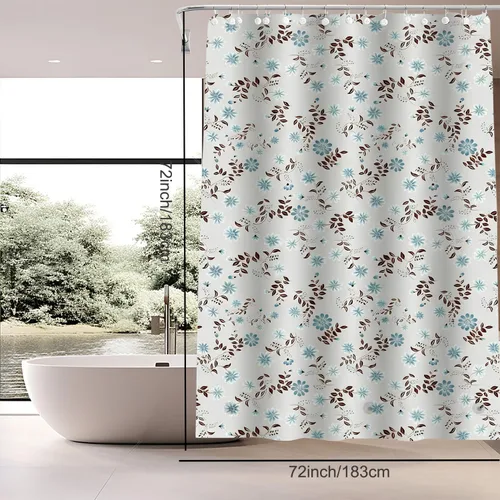 Vista 6 de TIKABC Forro de cortina de ducha, forro de ducha de PEVA de flores blancas 4G, cortinas de ducha impermeables de plástico, 72 x 72 pulgadas