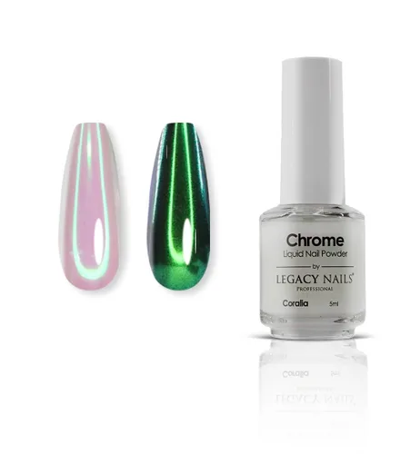 Vista 15 de LEGACY NAILS Polvo líquido profesional para uñas CROMADO - ALANA 0.2 fl oz - Revela la magia de los efectos iridiscentes, nacarados y metálicos - Di