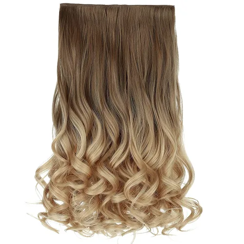 Vista 49 de REECHO Extensiones de cabello rubio, extensiones de una pieza con clip de 20" para mujer, extensiones de cabello sintético suave y natural con ondas