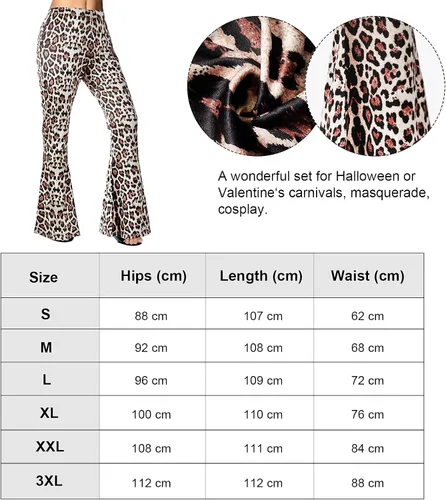 Vista 2 de SATINIOR Conjunto de disfraz hippie de los años 70 para mujer, pierna ancha, cintura alta, pantalones acampanados para fiesta de cosplay