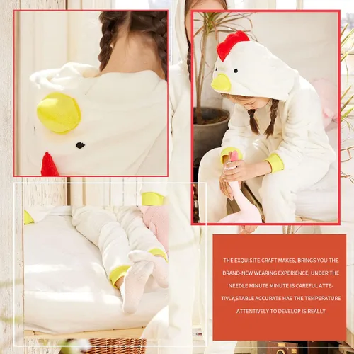 Vista 6 de COSUSKET Pijama de franela de pollo para niños, ajuste cómodo, pijama para niñas