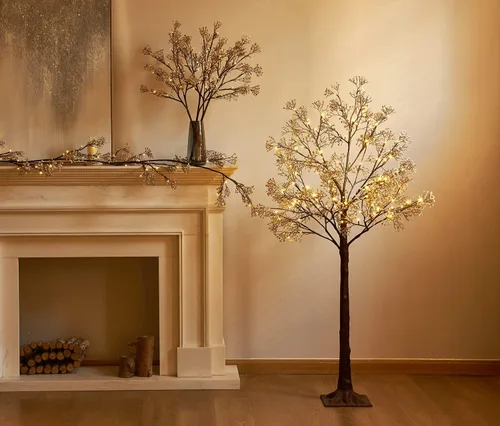 Vista 3 de LITBLOOM Árbol de aliento de bebé iluminado enchufable de 5 pies, 126 luces, árbol de plantas artificiales con luces para decoración de bodas