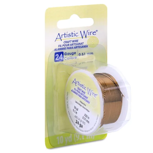 Vista 55 de Artistic Wire, alambre para manualidades de calibre 18, resistente a las manchas, color cobre envejecido en color latón antiguo, 4 yardas