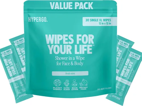 Vista 23 de Toallitas corporales HyperGo XL para mujeres y hombres – 30.5 cm x 30.5 cm Toallitas de limpieza corporal completas sin enjuague, 20