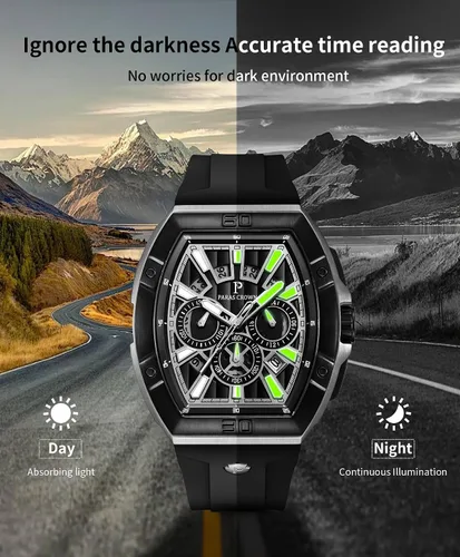 Vista 5 de Reloj de cuarzo Tonneau de lujo para hombre, movimiento japonés, impermeable, regalo para hombre