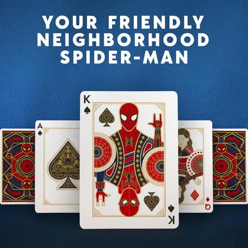 Vista 2 de theory11 Spiderman - Baraja de póquer de traje azul rojo dorado con obras de arte de películas personalizadas, magia, cardena, regalo de noche