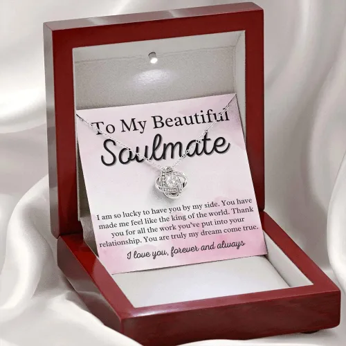 Vista 6 de to My Soulmate Love Knot Necklace - My Lovely Wife, Gifts for Girlfriend, Romantic Gifts for Her from Husband to Wife, Valentine's Day, for Wife WF6