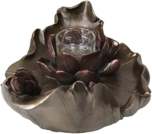 Vista 6 de Ebros Gift Zen Garden Buddha Padma Lotus Incienso Sticks Quemador y Vela Votiva Vela Estatuilla Feng Shui Budismo T-Lite