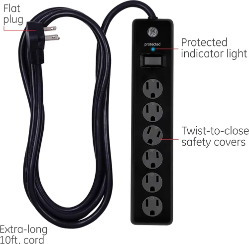 Vista 6 de GE UltraPro Protector SurGE de 7 salidas (40482) y protector GE SurGE de 6 salidas (37442)