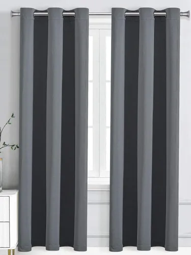 Vista 36 de WPM - Cortinas opacas de triple tejido, para oscurecer la habitación, 2 paneles para sala de estar, color beige, con aislamiento térmico y ojales