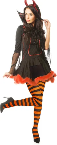 Vista 4 de American Trends Medias de rayas para mujer, mallas de bruja para disfraz de Halloween, medias elásticas Verde Negro (Green Black Stripe)
