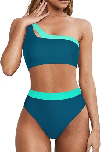 Vista 110 de MOOSLOVER Traje de baño de dos piezas con corte alto y cintura alta para mujer