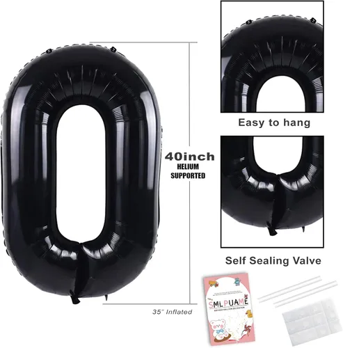 Vista 3 de Globos grandes de 40 pulgadas de números del 0 al 9, globos numéricos para decoración de fiesta de cumpleaños, globos de helio de aluminio