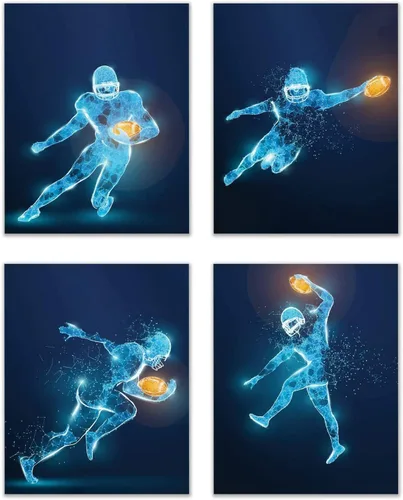 Vista 33 de Impresiones artísticas de fútbol americano para pared, juego de 5 (8x10) carteles de fútbol americano sin marco, decoración de sala de fútbol Niños