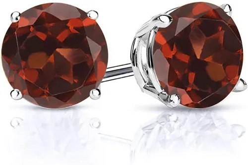 Vista 5 de Gem Stone King Aretes de plata de ley 925 con piedra natal redonda de 0.276 in para mujer