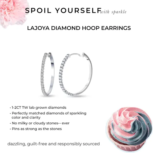 Vista 4 de La Joya Aretes de aro de diamantes para mujer