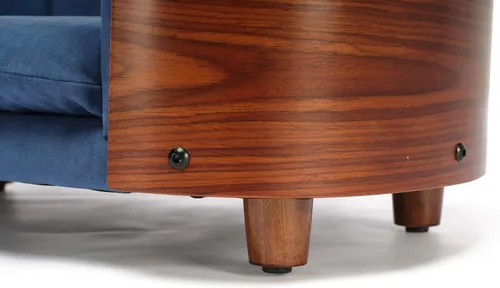 Vista 6 de HomSof Cama elevada para perros y gatos de 26.38 pulgadas, sofá para mascotas con patas de madera maciza y respaldo de madera doblada con cojín