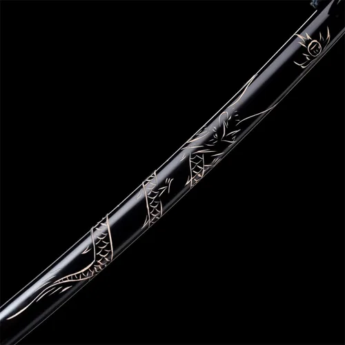 Vista 8 de Fidestisan Estilo Monte Fuji 2.21IB 101 cm Espada Samurai Katana Japonesa Real de Acero de Primavera 1065 Hoja con Hamon Artificial, Tang Completo