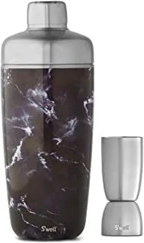Vista 5 de S'well Juego de coctelera de acero inoxidable con jigger, 18 onzas, sumergido metálico, recipiente aislado al vacío de triple capa mantiene