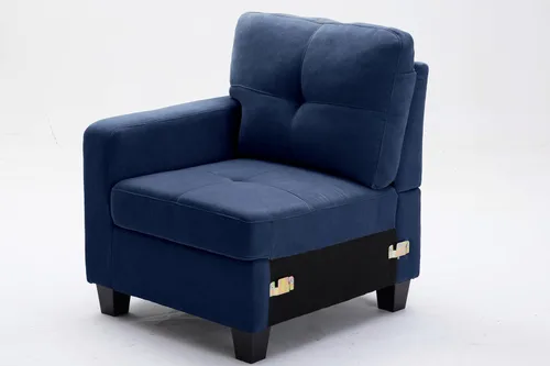 Vista 4 de Sofá modular de 5 asientos con otomana de almacenamiento, juego de muebles de sala de estar en forma de L y U para espacios pequeños, espuma
