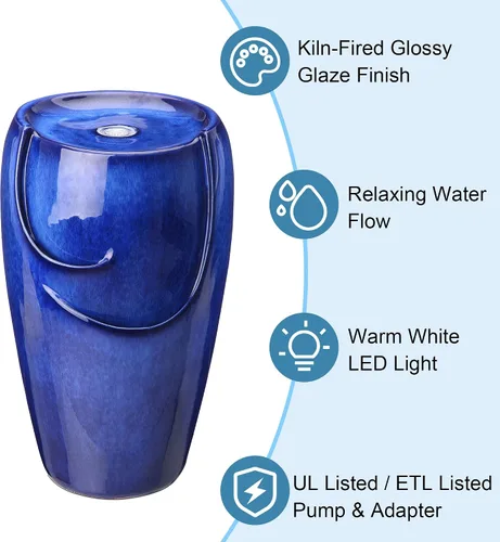 Vista 7 de Glitzhome - Fuente de agua con luz LED para exteriores