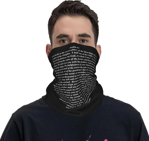 Vista 2 de Psalm 91 - Pasamontañas para el cuello, pasamontañas, máscara facial transpirable para hombres y mujeres, color blanco