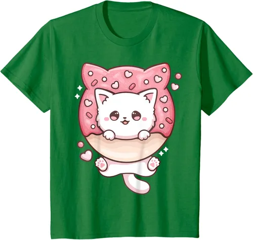 Vista 33 de Camiseta Kawaii Cat Donut Anime Lover Otaku, Negro