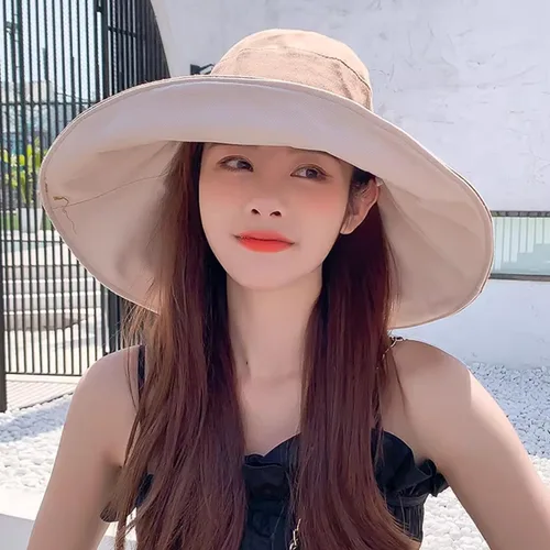 Vista 7 de Sombrero de ala ancha para mujer, de lino y algodón, reversible, ultra a la moda, sombrero de pescador de algodón para viajes, playa, al aire libre