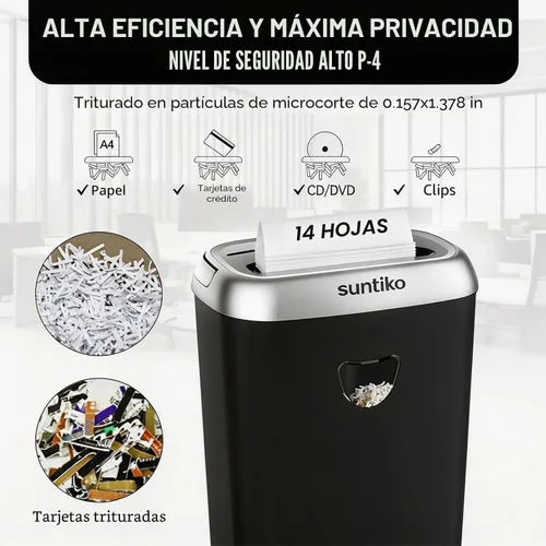 Vista 2 de Suntiko Trituradora de papel de corte cruzado para oficina en casa de 14