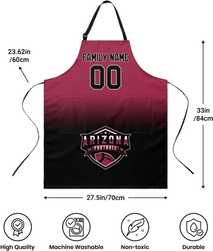 Vista 2 de Delantal personalizado con nombres y números personalizados, regalo para mamá y esposa, fanáticos, mujeres, cocina de cocina