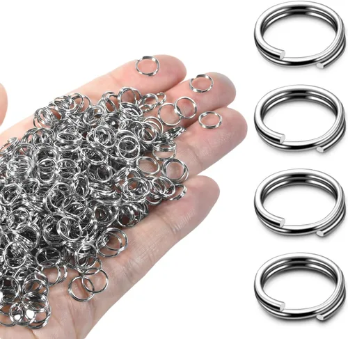 Vista 9 de 300 llaveros pequeños dorados de 1/2 pulgada, anillos divididos de doble bucle, mini llavero de metal para llavero, etiqueta de collar de mascotas
