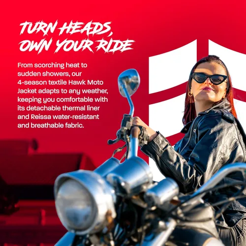 Vista 4 de HWK Brando - Chaqueta de cuero para motocicleta, para mujer, chaqueta de cuero genuino para montar en moto resistente al clima y al agua