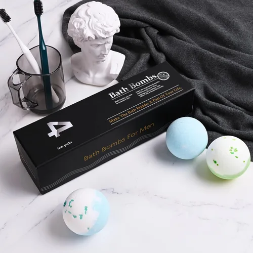Vista 5 de 4 bombas de baño para hombres, bomba de baño grande hecha a mano para baño de burbujas y spa, bombas de baño de aceite esencial orgánico