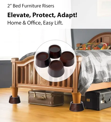Vista 4 de Elevadores de cama de madera de pino de alta calidad, elevadores resistentes para soporte resistente y decoración mejorada